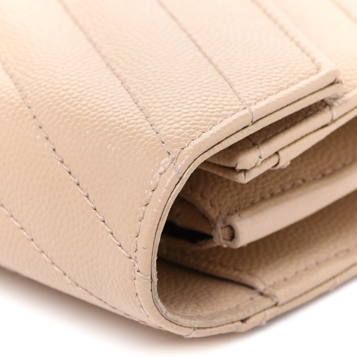Grain De Poudre Matelasse Chevron Monogram Chain Wallet Nude Powder