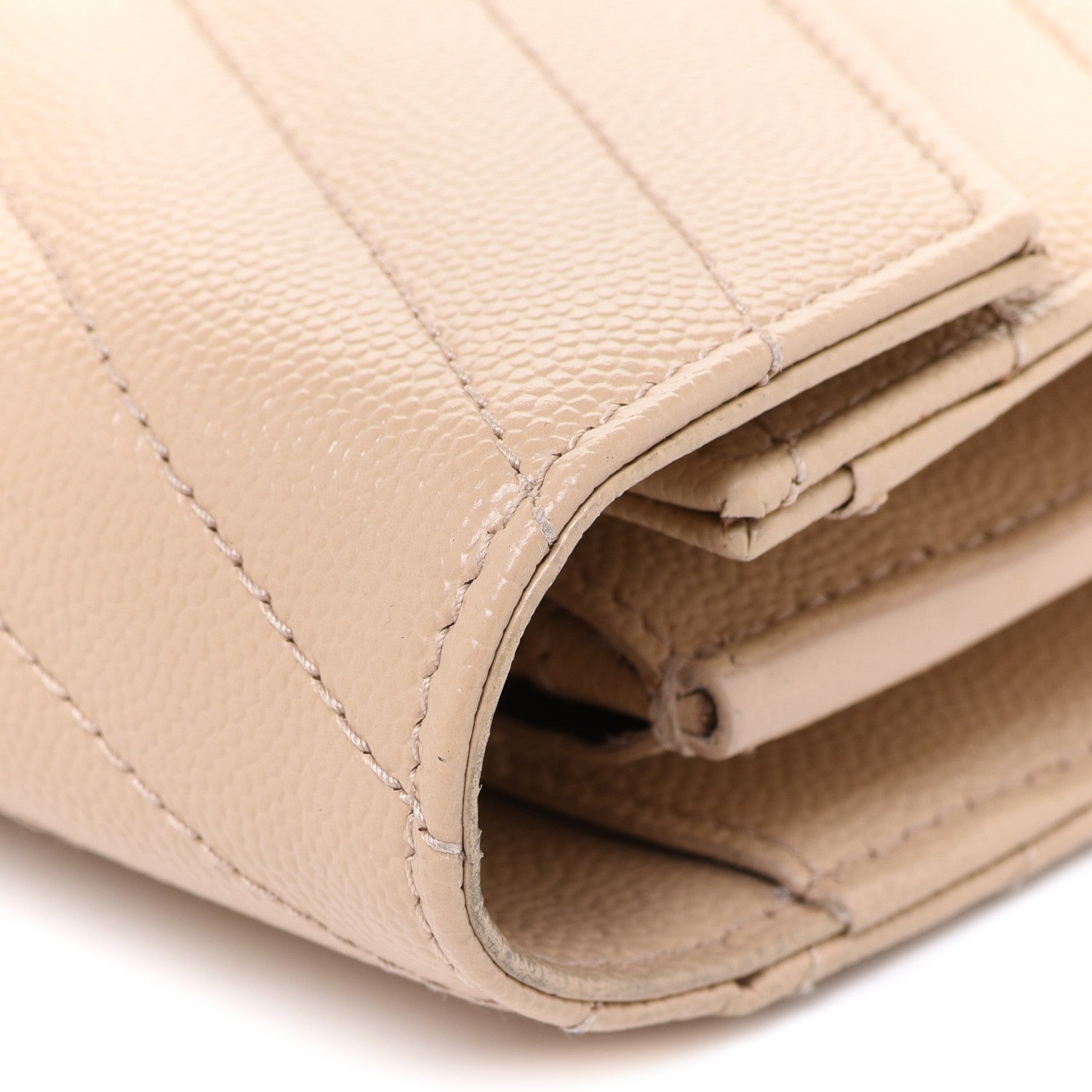 Saint Laurent Grain De Poudre Matelasse Chevron Monogram Chain Wallet Nude Powder 11 of 12