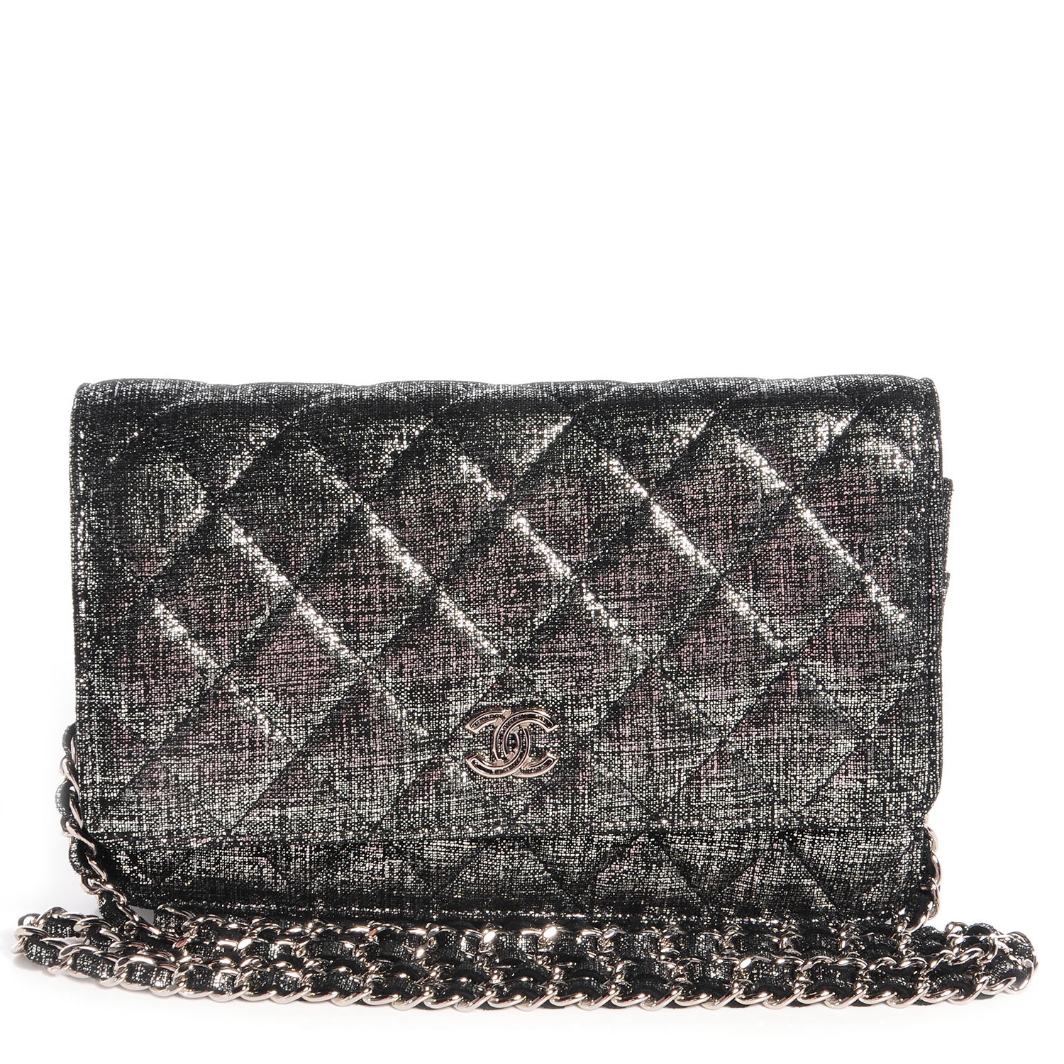Chanel Iridescent Wallet on Chain WOC Dark Silver 1 of 7