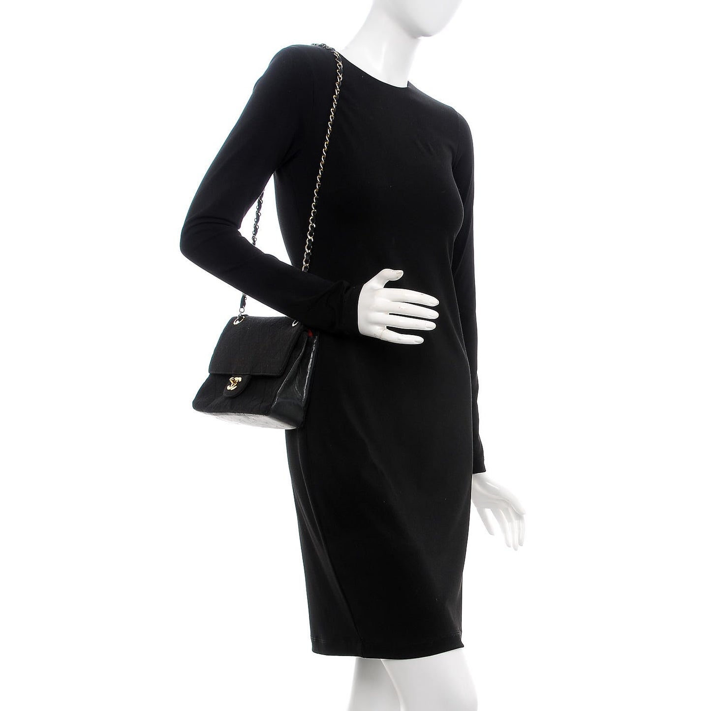 Jersey Quilted Medium Double Flap Black