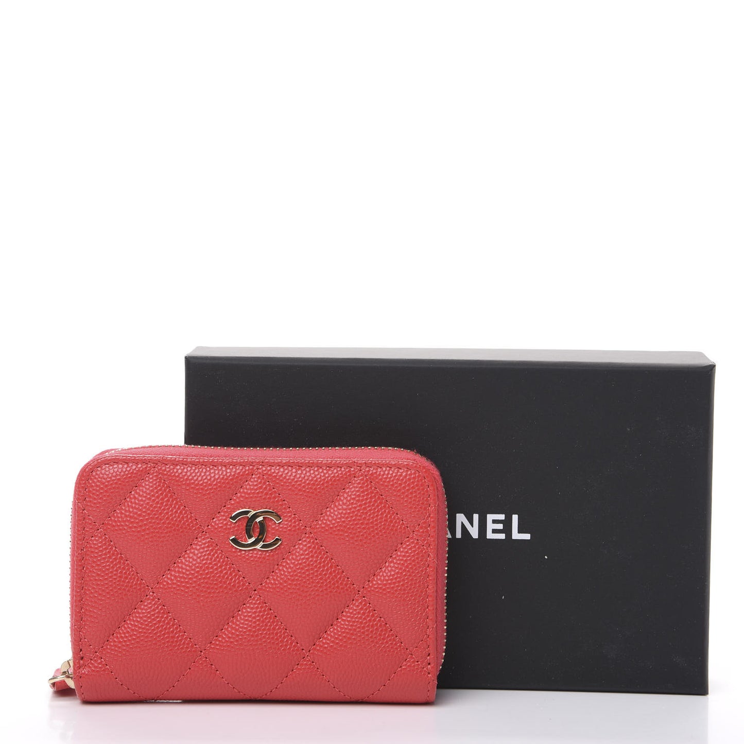 Caviar Quilted Zip Coin Purse Red