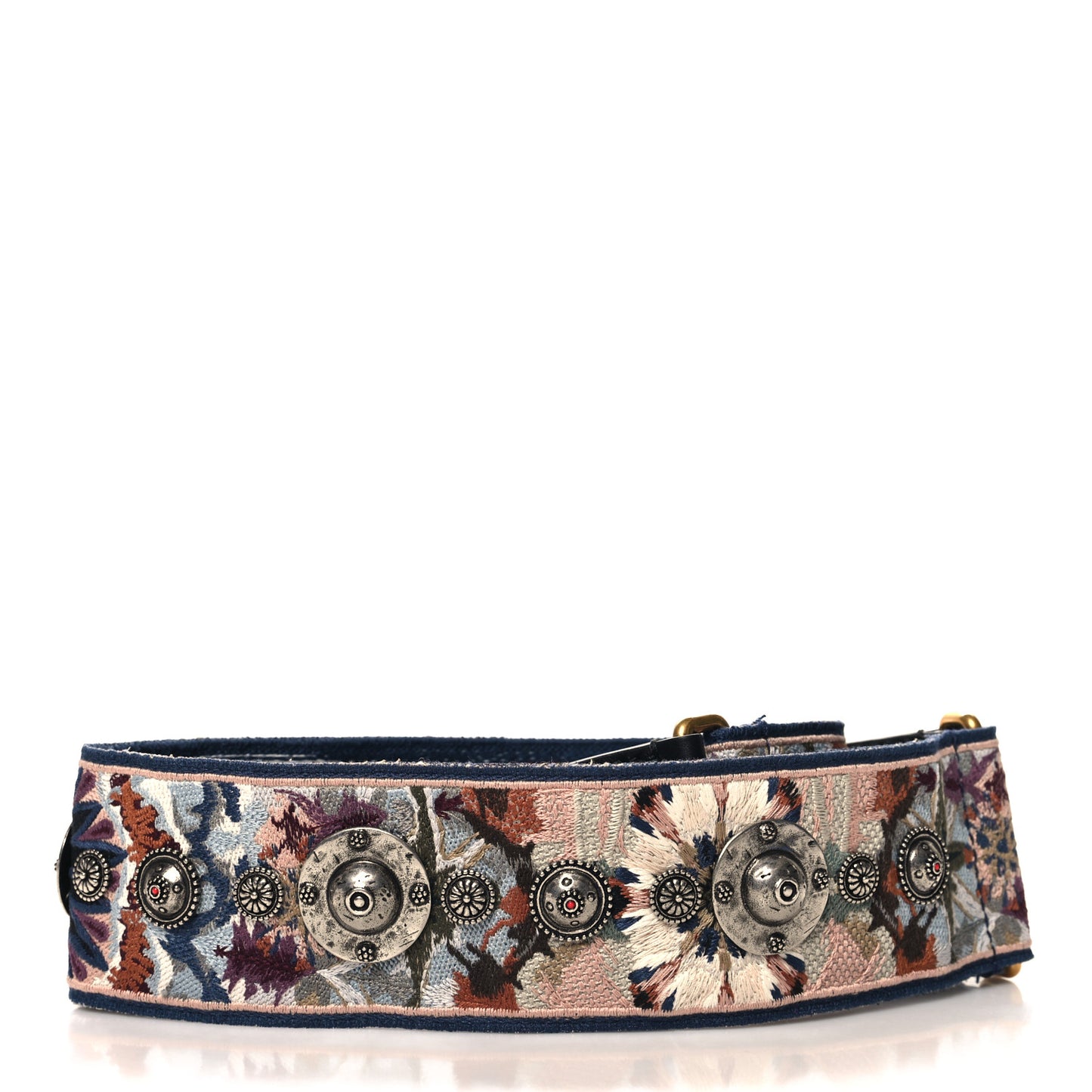 Canvas Embroidered Studded KaleiDiorscopic Shoulder Strap Multicolor
