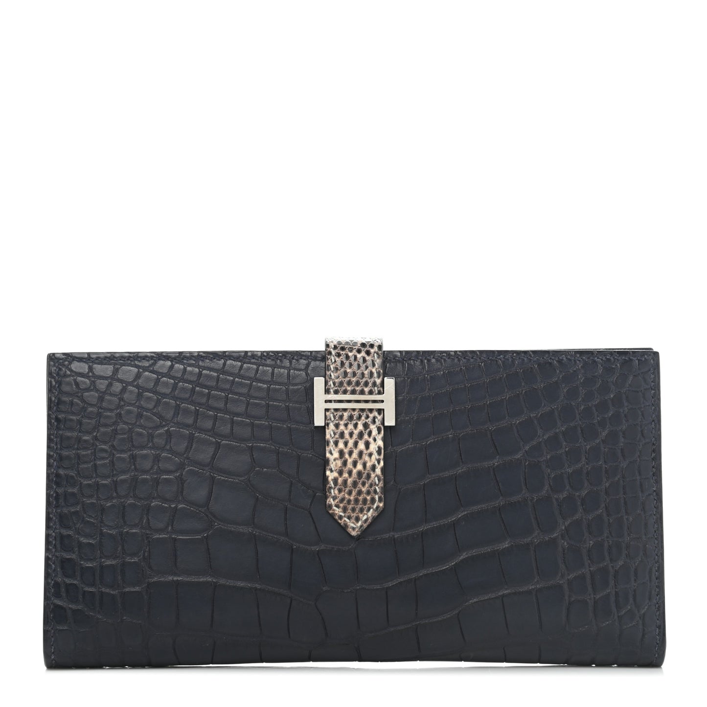 Matte Alligator Lizard Bearn Wallet Bleu Marine Ombre