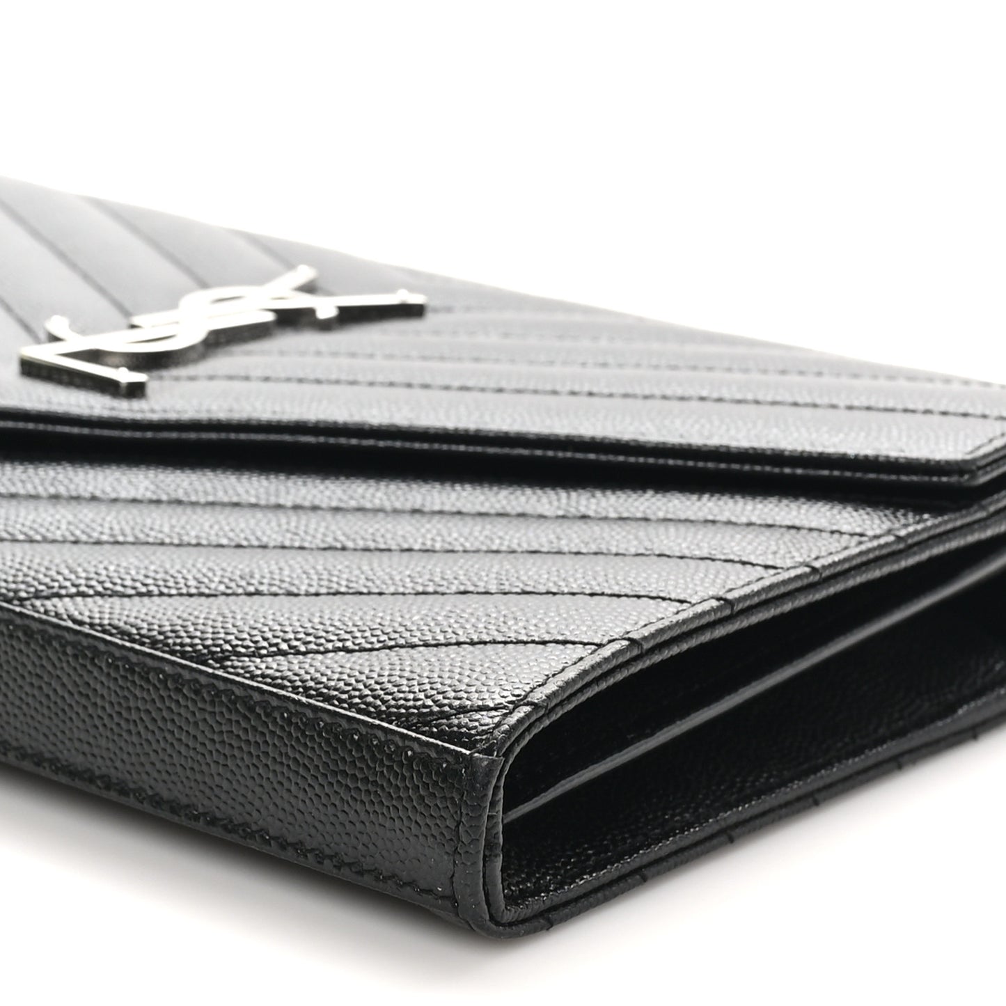 Grain De Poudre Matelasse Chevron Monogram Chain Wallet Black