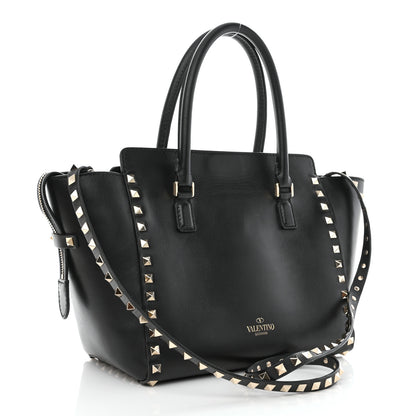 Valentino Garavani Vitello Small Rockstud Double Handle Tote Black 3 of 9