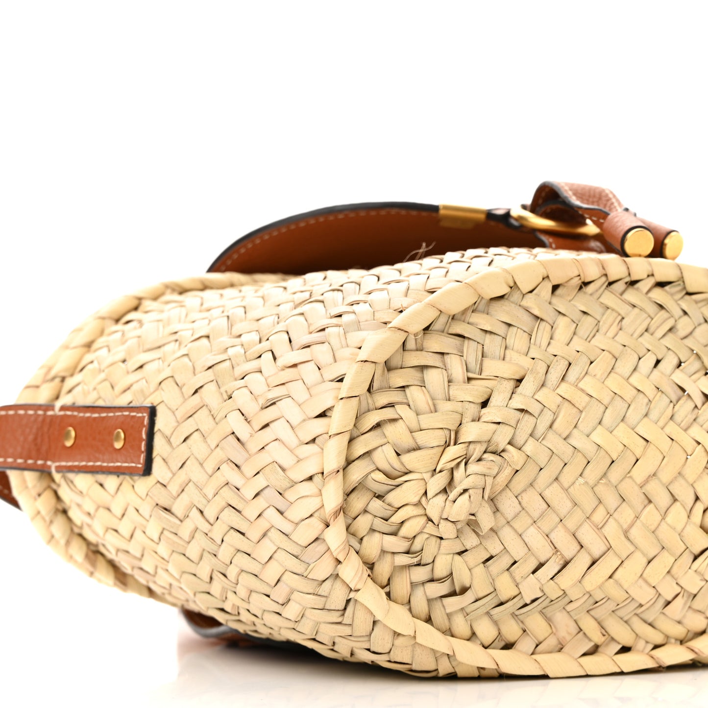 Raffia Small Grain Calfskin Medium Marcie Basket Tan