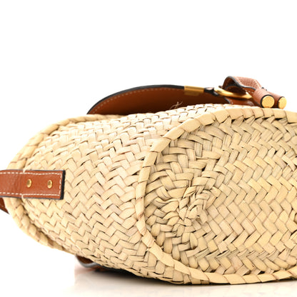 Chloe Raffia Small Grain Calfskin Medium Marcie Basket Tan 9 of 11