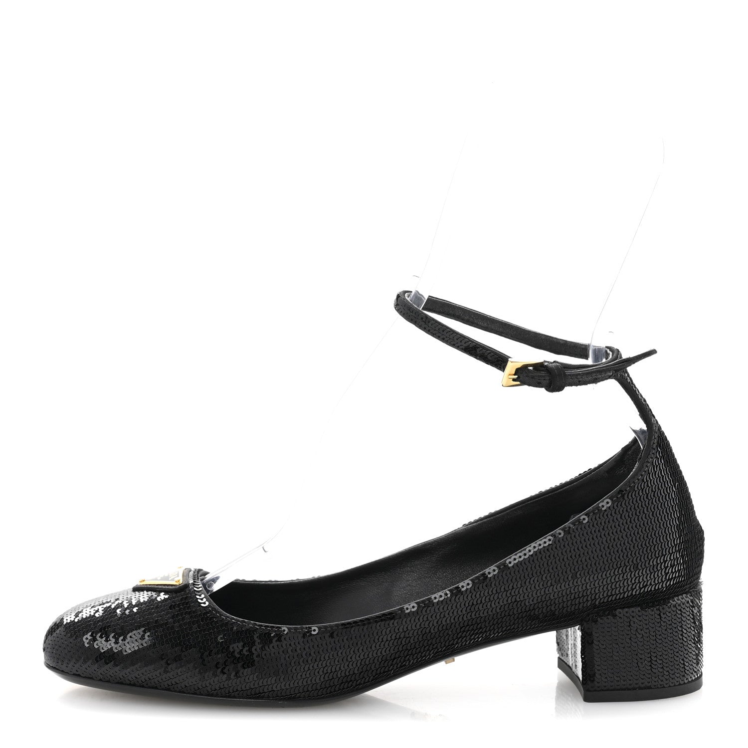 Prada Sequin Triangle Pumps 37.5 Black 1 of 11