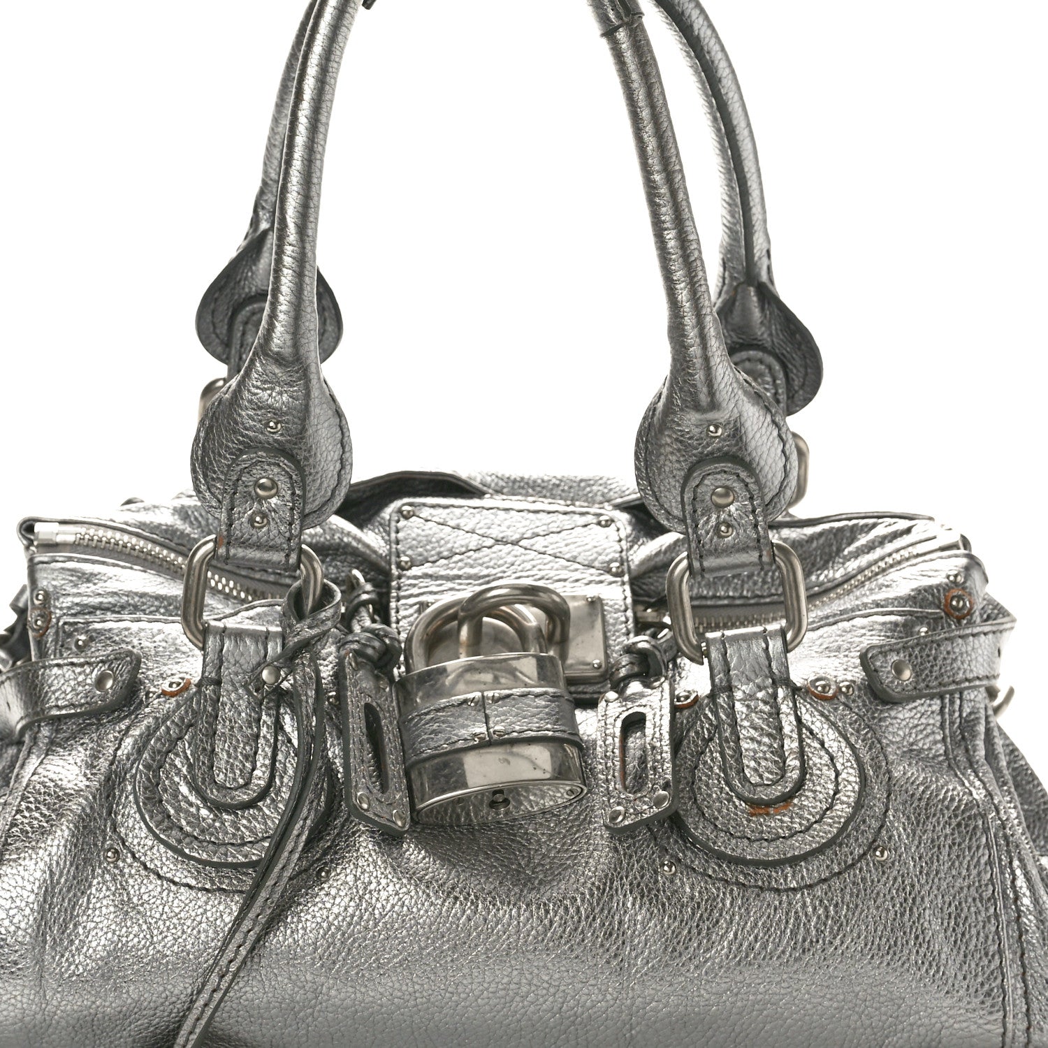 Chloe Metallic Calfskin Medium Paddington Satchel Argent 8 of 13
