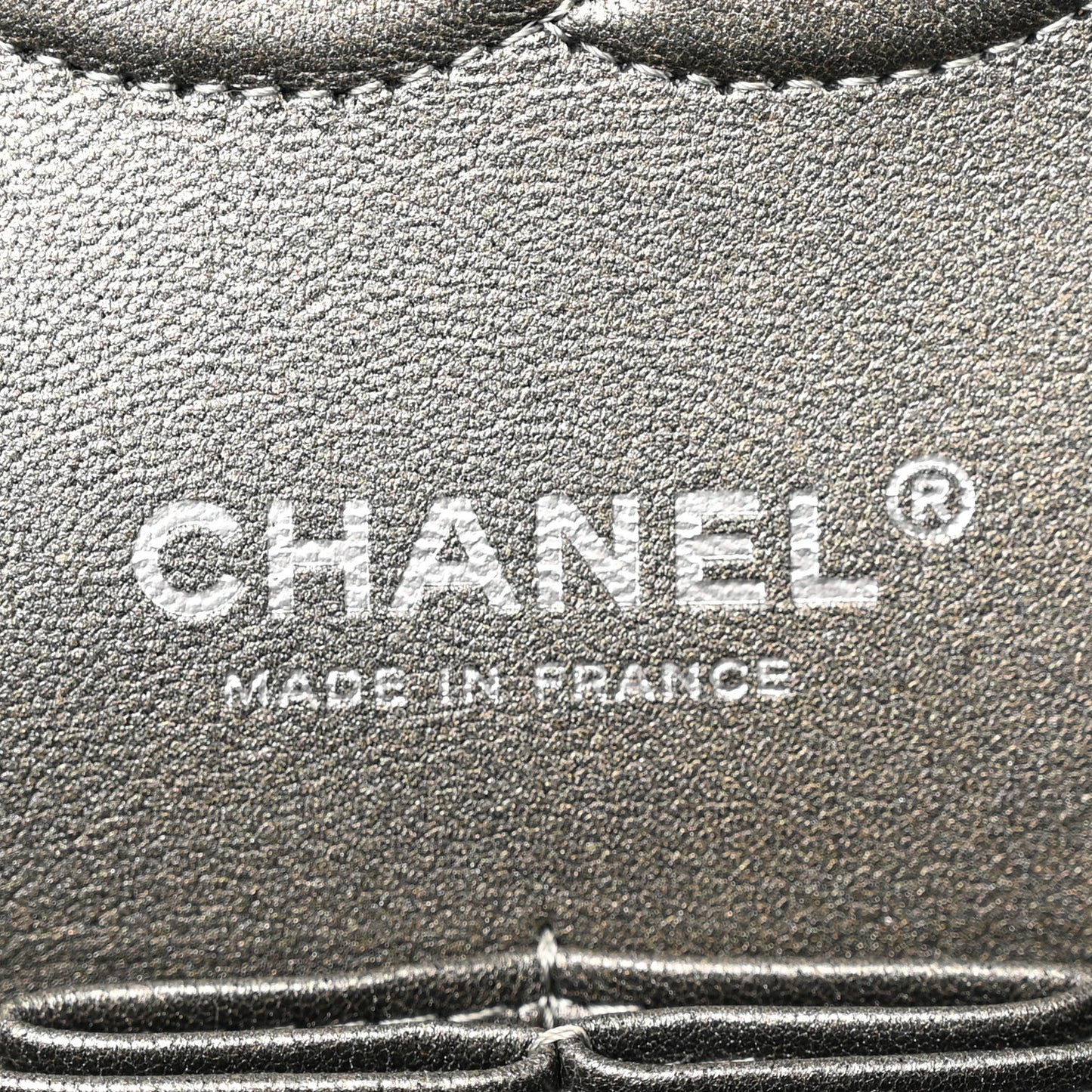 Metallic Calfskin Quilted Medium Double Flap Ruthenium