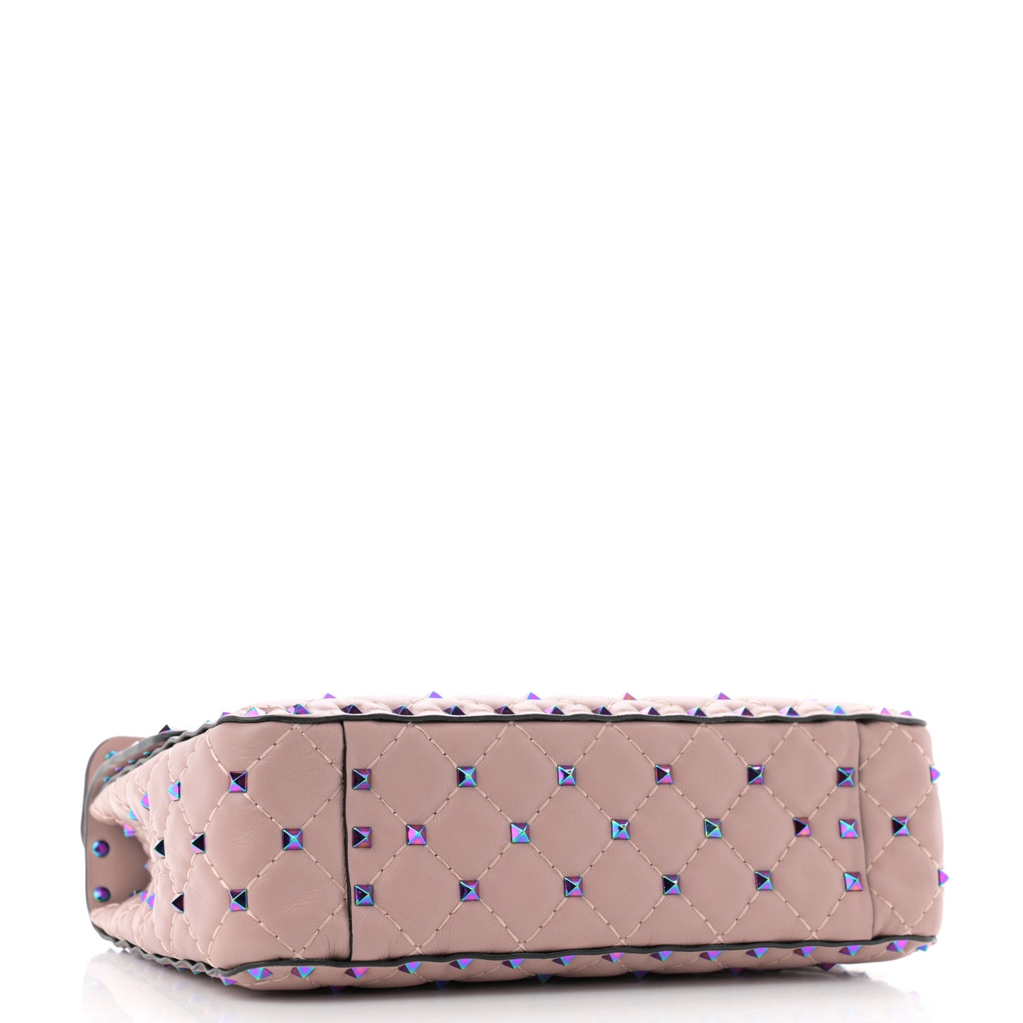 Lambskin Oil Slick Medium Rockstud Spike Shoulder Bag Poudre