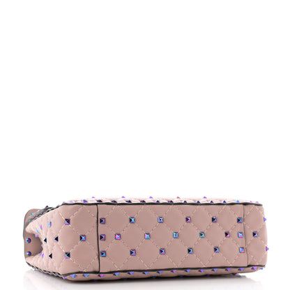 Valentino Garavani Lambskin Oil Slick Medium Rockstud Spike Shoulder Bag Poudre 4 of 11