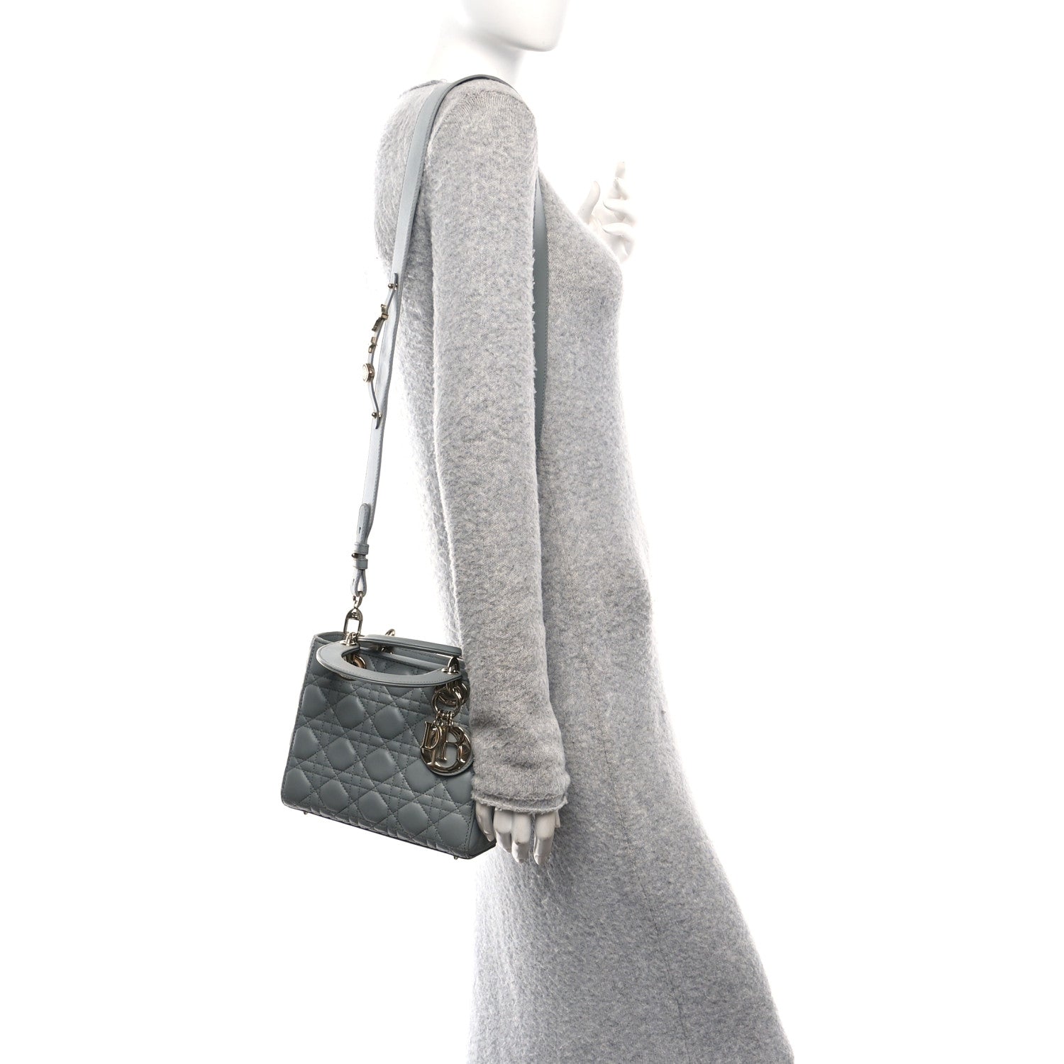 Christian Dior Lambskin Cannage Small My ABCDior Lady Dior Grey 2 of 9