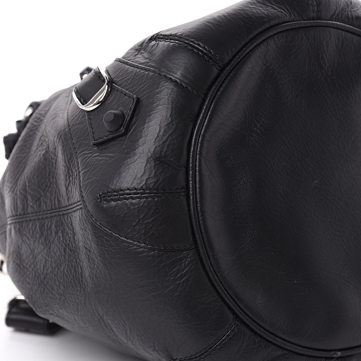 Balenciaga Matte Goatskin Rubber Covered Classic Hardware Mini Pompon Black 8 of 10