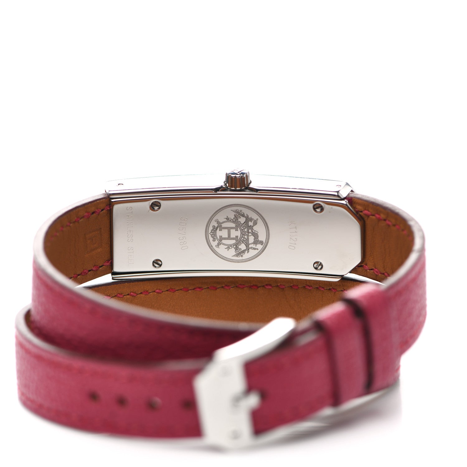 Hermes Stainless Steel Chevre Mysore 15mm Kelly II Double Tour Quartz Watch Rose Pourpre 7 of 10
