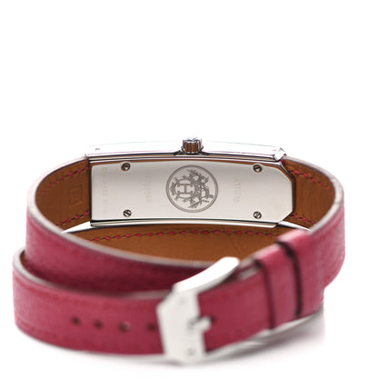 Hermes Stainless Steel Chevre Mysore 15mm Kelly II Double Tour Quartz Watch Rose Pourpre 7 of 10