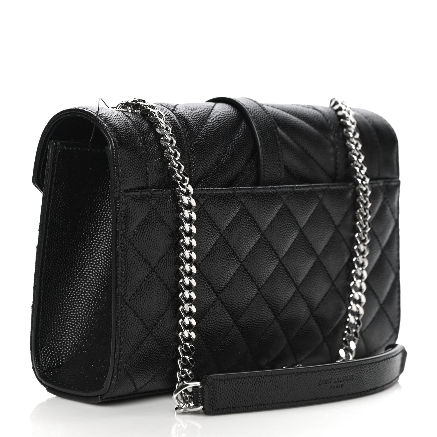 Saint Laurent Grain De Poudre Textured Mixed Matelasse Triquilt Small Monogram Satchel Black 2 of 9