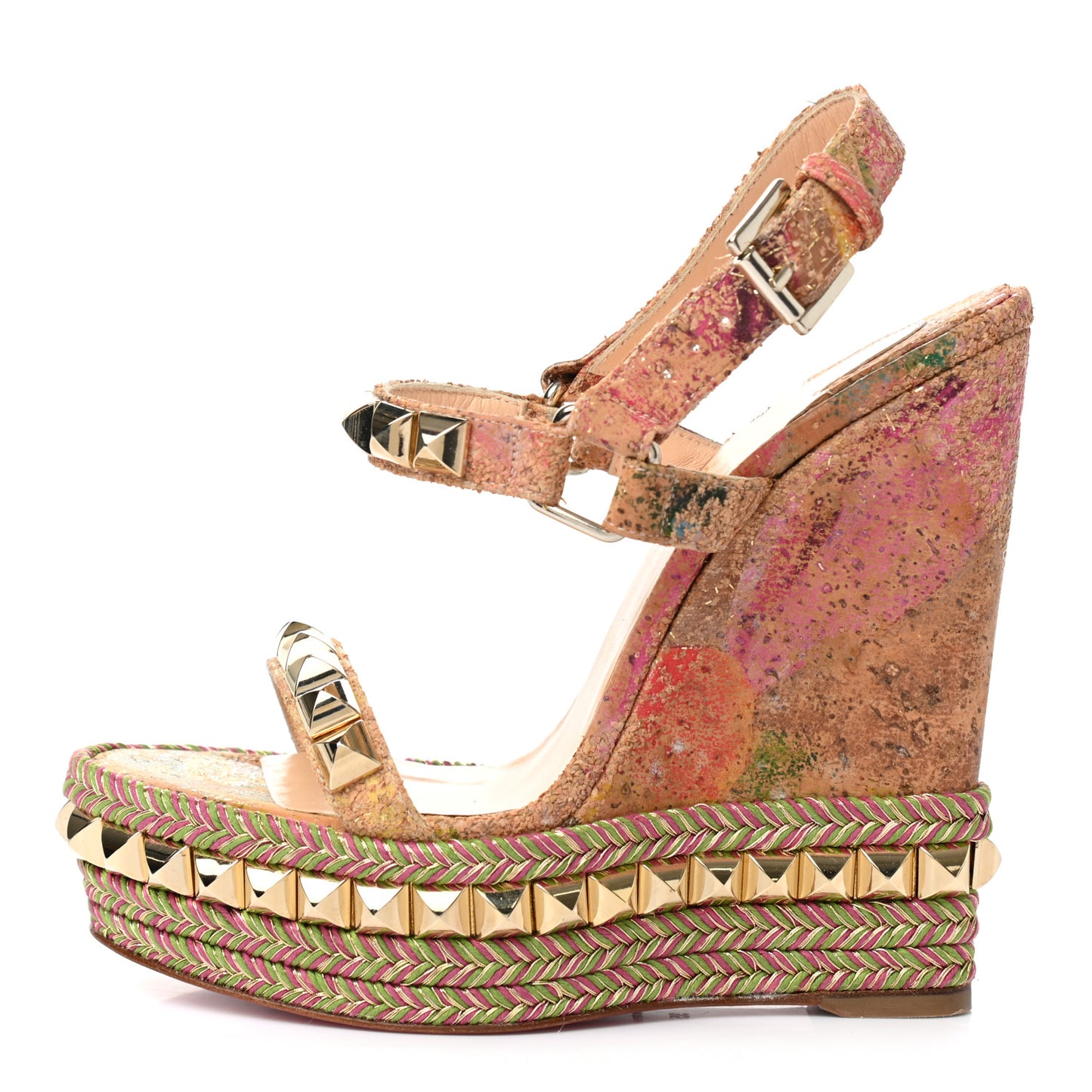 Cork Bloom Print Cataclou 140 Wedge Sandals 35 Multicolor Light Gold