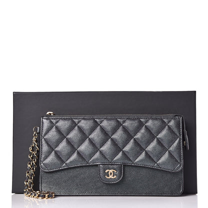 Chanel Iridescent Caviar Quilted Classic Pouch With Handle Black 10 of 10