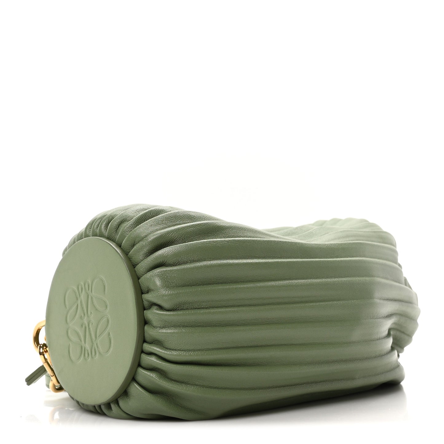 Lambskin Pleated Bracelet Pouch shoulder Bag Rosemary