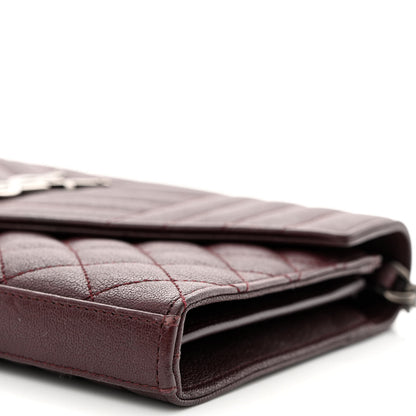 Saint Laurent Sheepskin Tri-Quilt Monogram Envelope Chain Wallet Burgundy 10 of 12