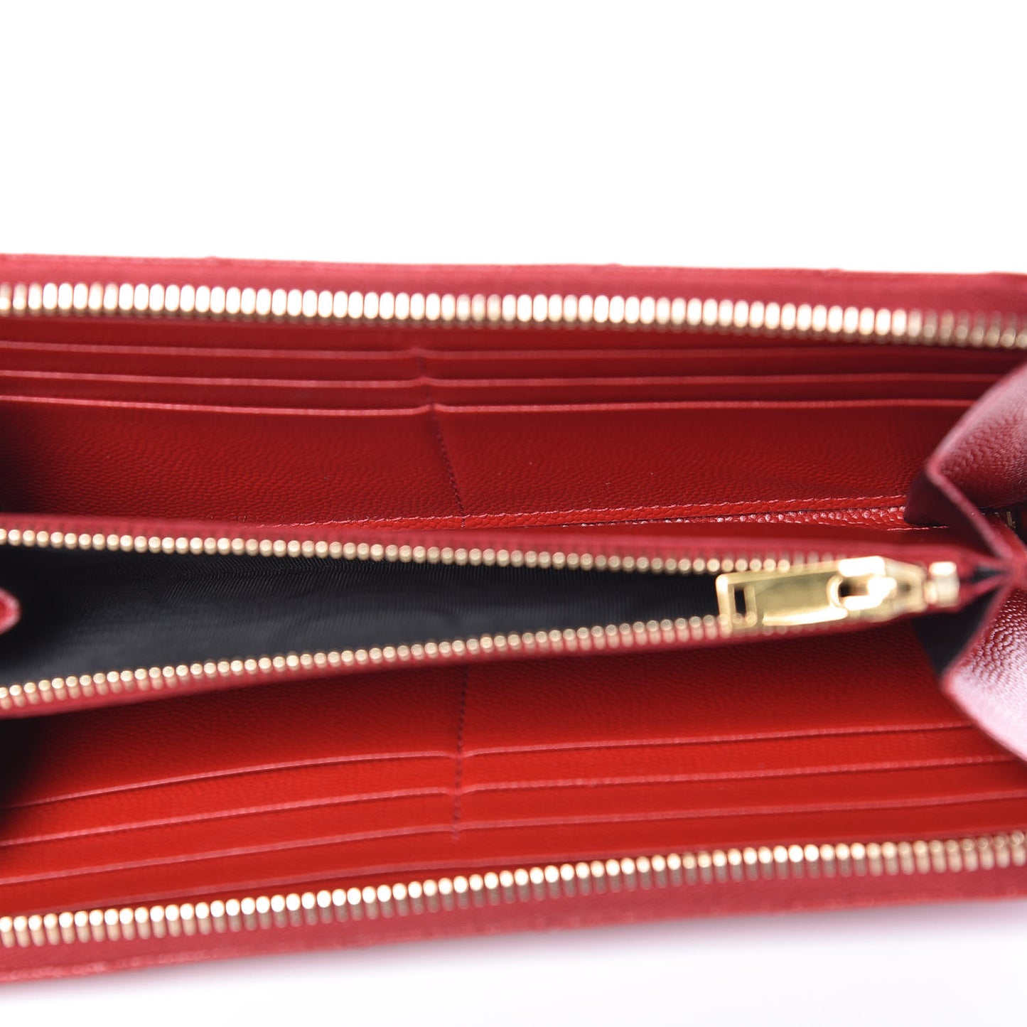 Grain De Poudre Matelasse Chevron Monogram Zip Around Wallet Red