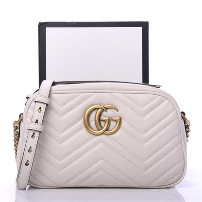 Gucci Calfskin Matelasse Small GG Marmont Chain Shoulder Bag White 12 of 12