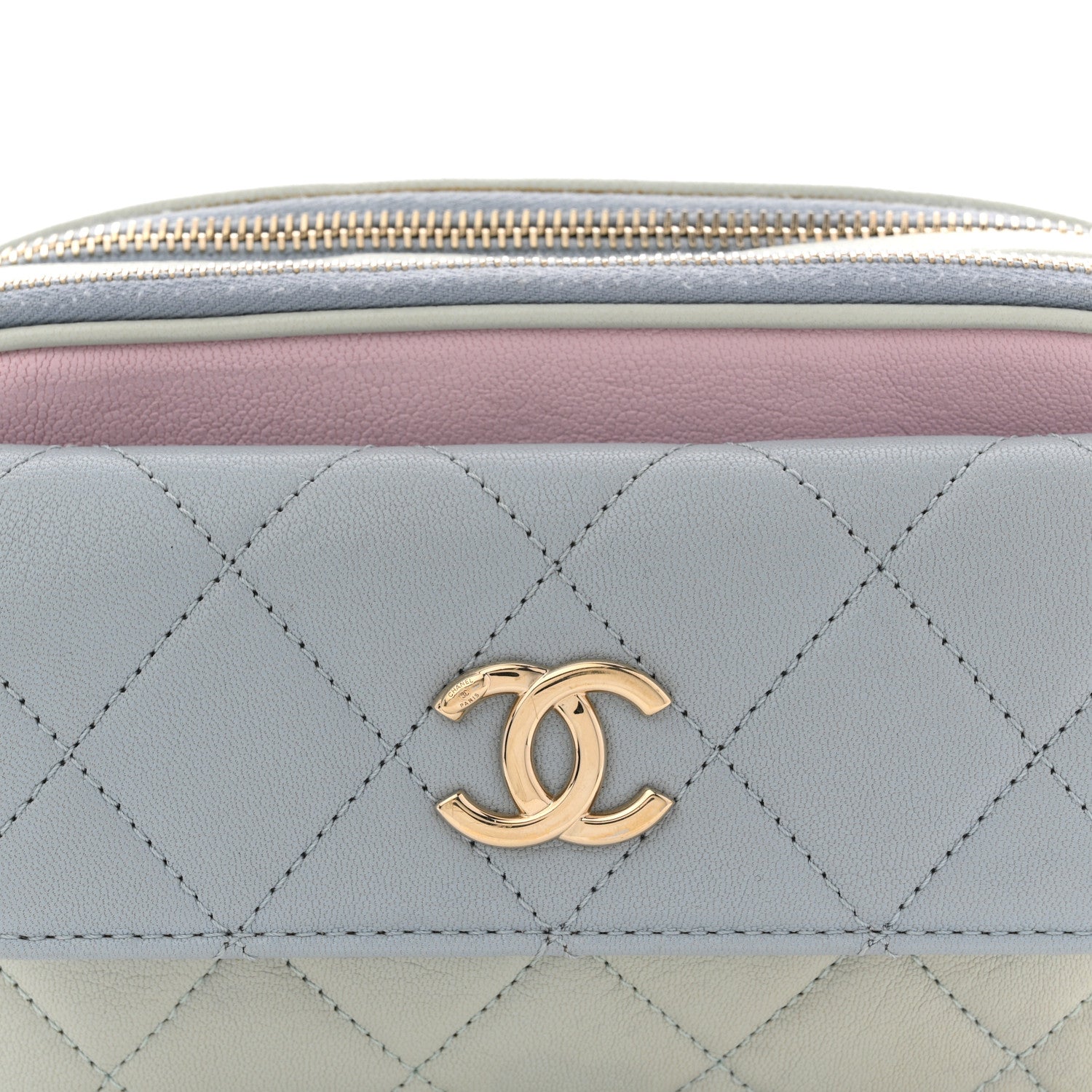 Chanel Goatskin Quilted Waist Bag Green Blue Pink 8 of 13