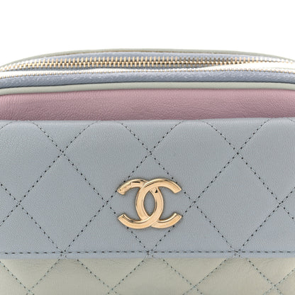 Chanel Goatskin Quilted Waist Bag Green Blue Pink 8 of 13