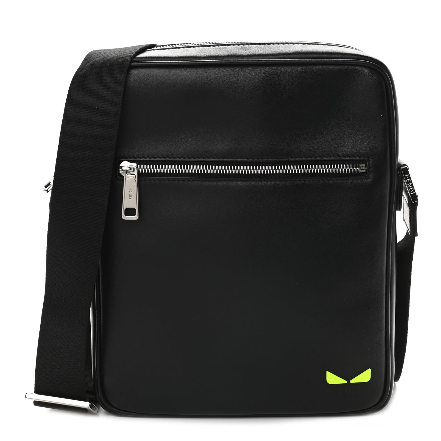 Vitello Grace Light I See You Eyes Messenger Bag Black Giallo Fluo