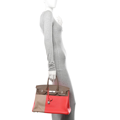 Hermes Taurillon Clemence Swift Tri-Color Birkin 35 Rose Jaipur Argile Etoupe 2 of 12