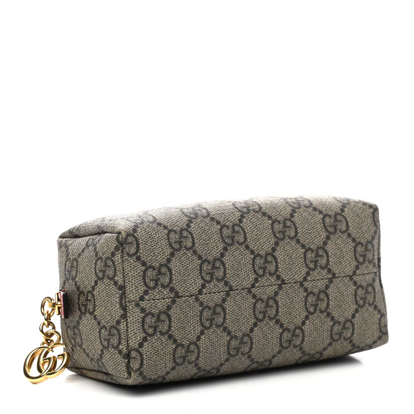 Soft GG Supreme Monogram Calfskin Small Ophidia Cosmetic Case Beige Ebony Hibiscus Red