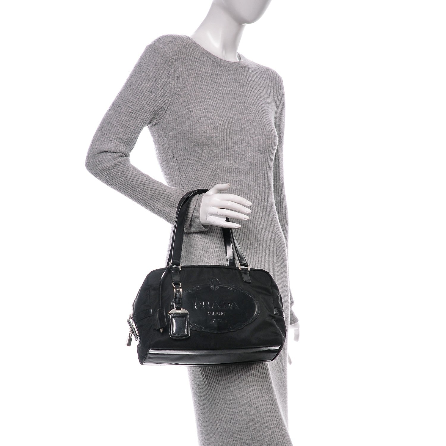 Prada Tessuto Print Nylon Logo Tote Nero Black 2 of 6