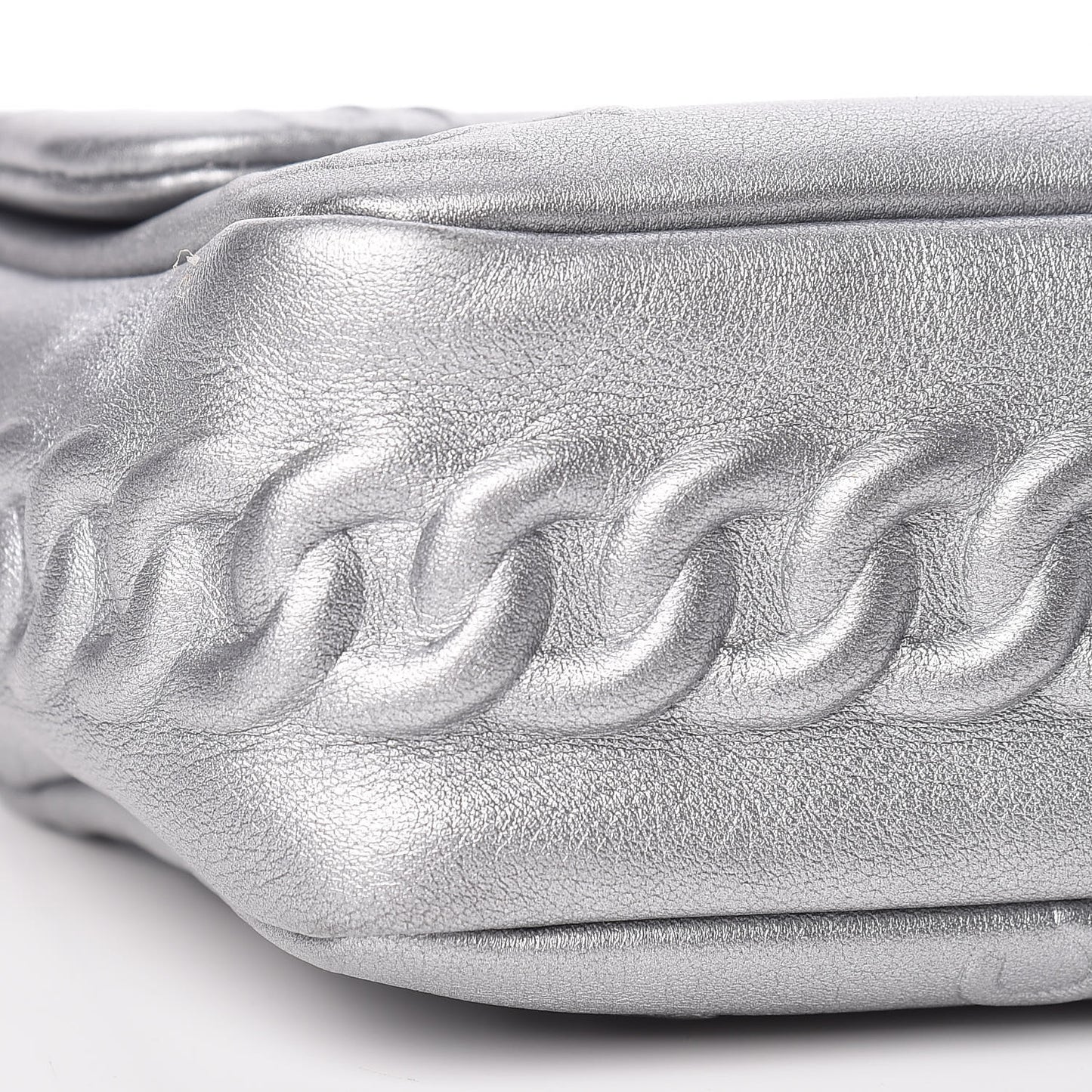 Metallic Lambskin Symbols Medium Single Flap Silver