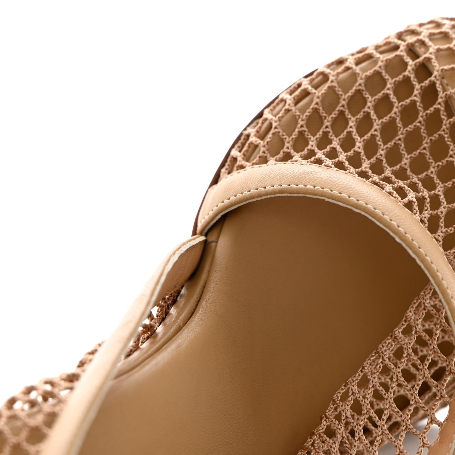Mesh Nappa Chunky Chain Sandals 37 Beige Pony