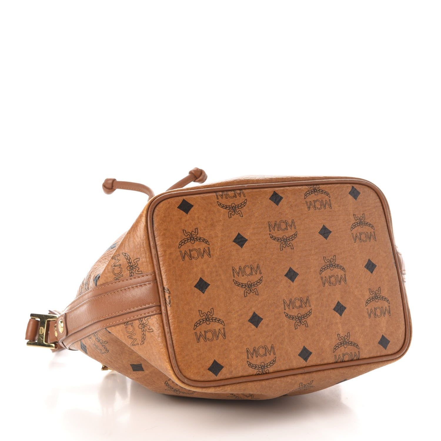 MCM Visetos Essential Drawstring Bucket Bag Cognac 4 of 13