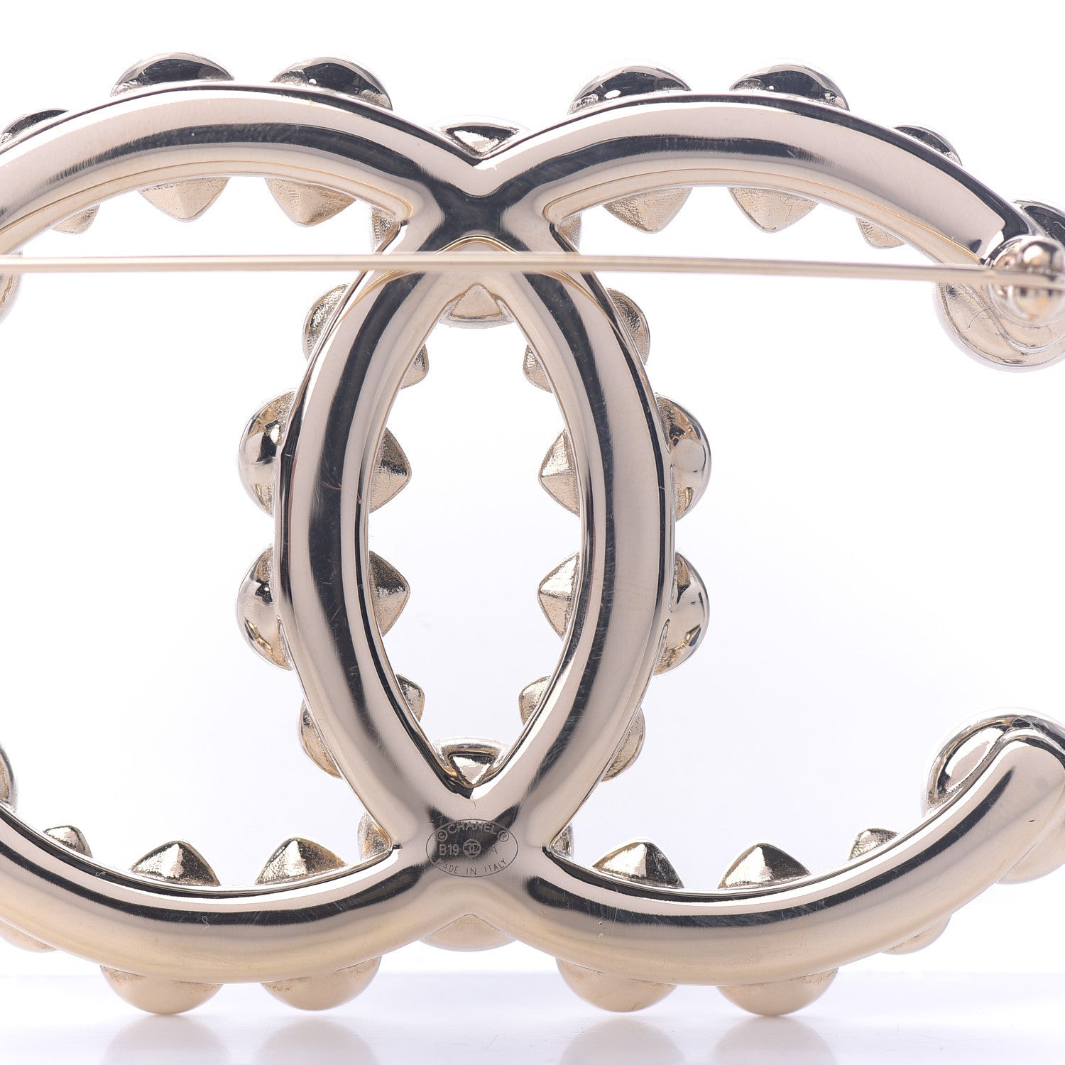 Chanel Strass Crystal CC Brooch Gold Blue 4 of 5