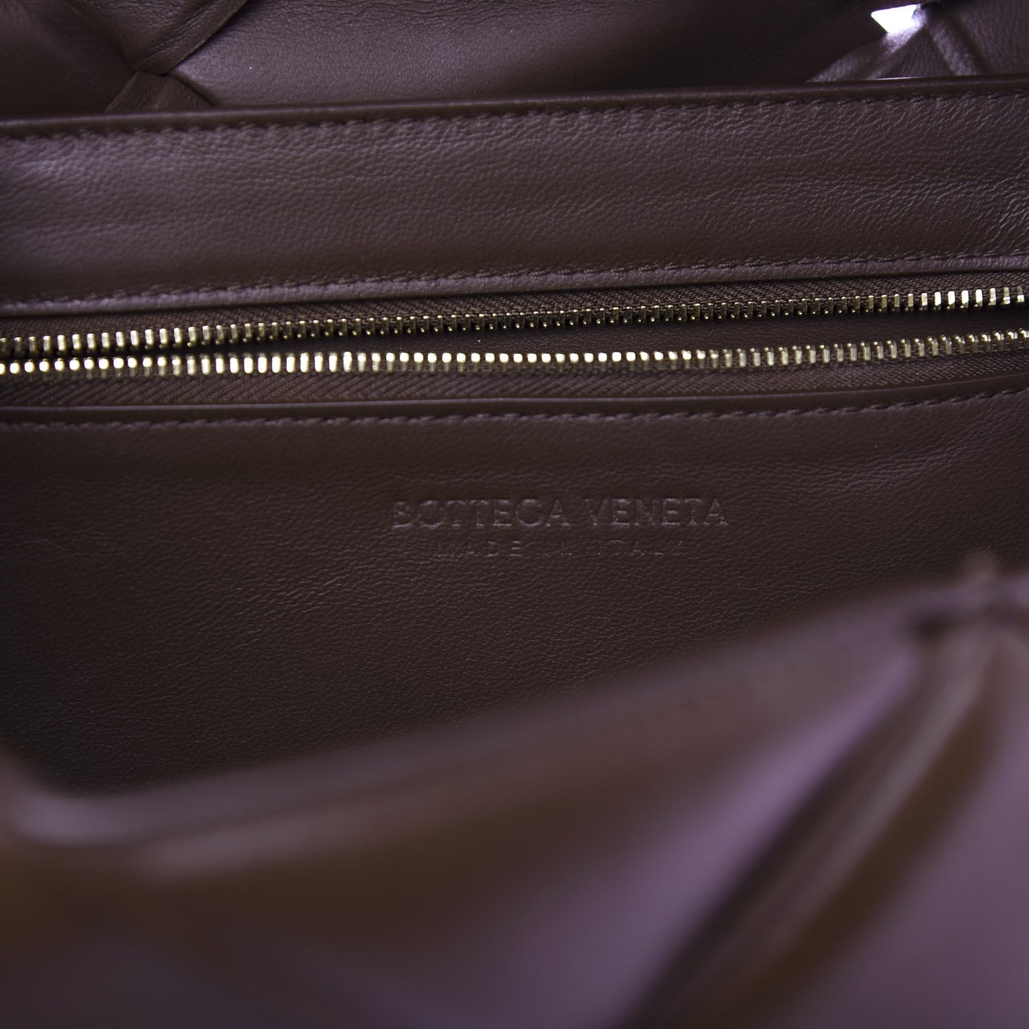 Nappa Intreccio Padded Top Handle Shoulder Bag Brownie