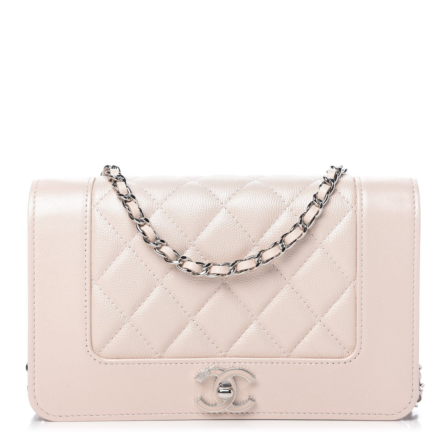 Caviar Quilted Vintage Mademoiselle Wallet On Chain WOC Beige