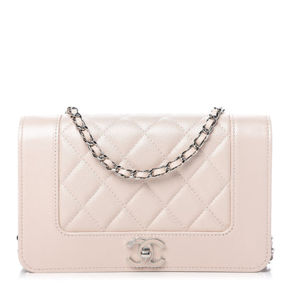 Chanel Caviar Quilted Vintage Mademoiselle Wallet On Chain WOC Beige 1 of 12