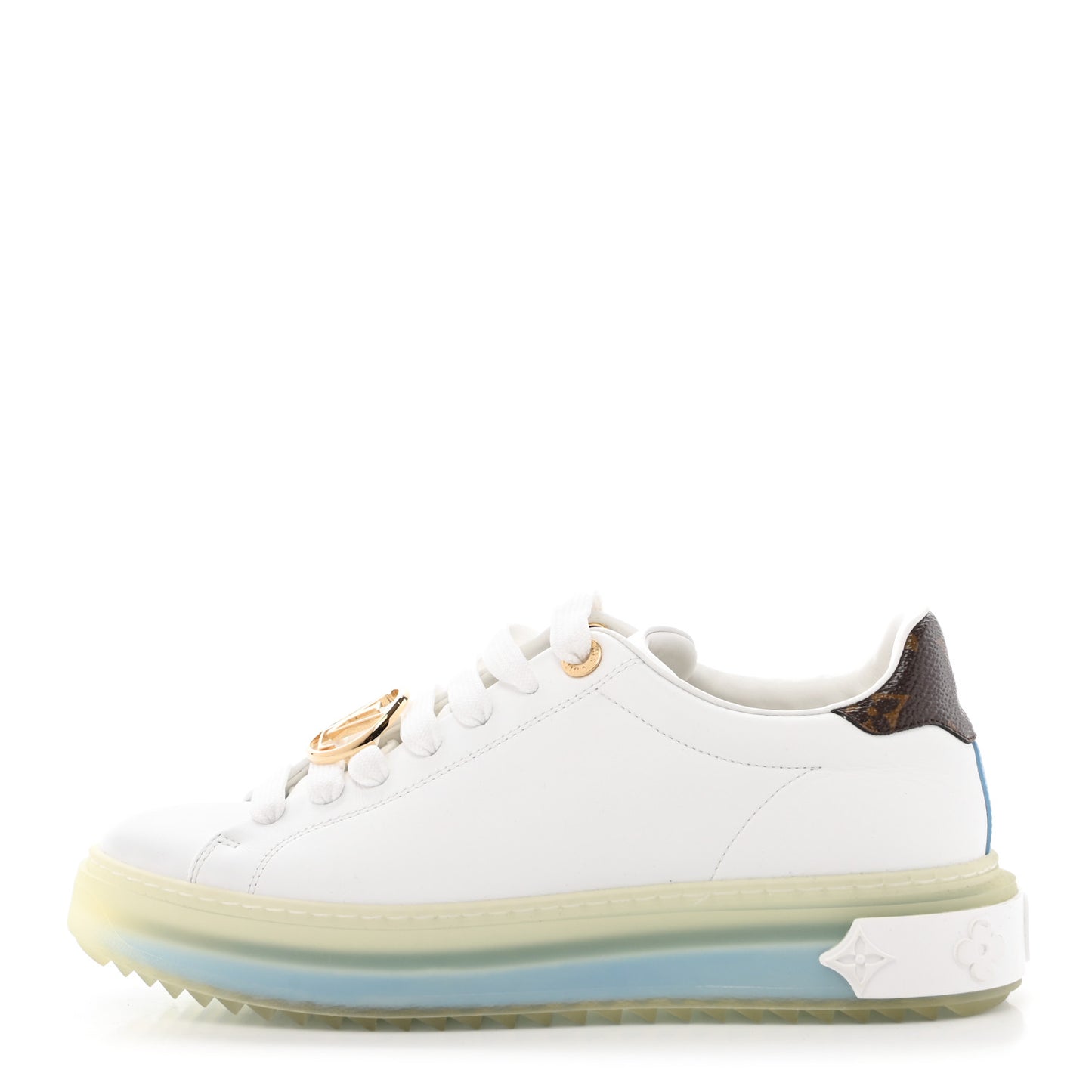 Lambskin Monogram Time Out Sneakers 37.5 White Light Blue