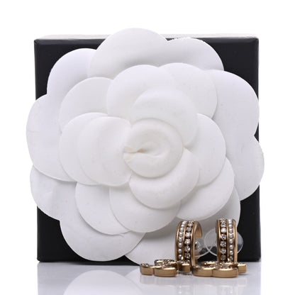 Chanel Crystal Pearl CC Hoop Drop Earrings Gold 5 of 5