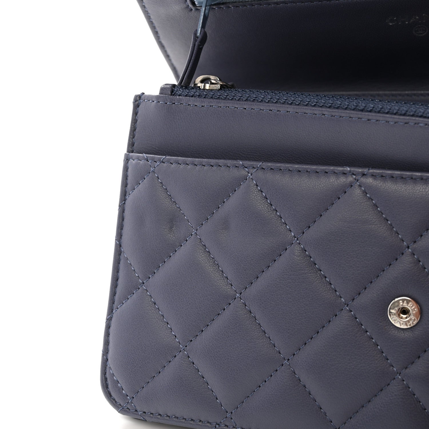 Chanel Lambskin Quilted Wallet On Chain WOC Dark Blue 12 of 12