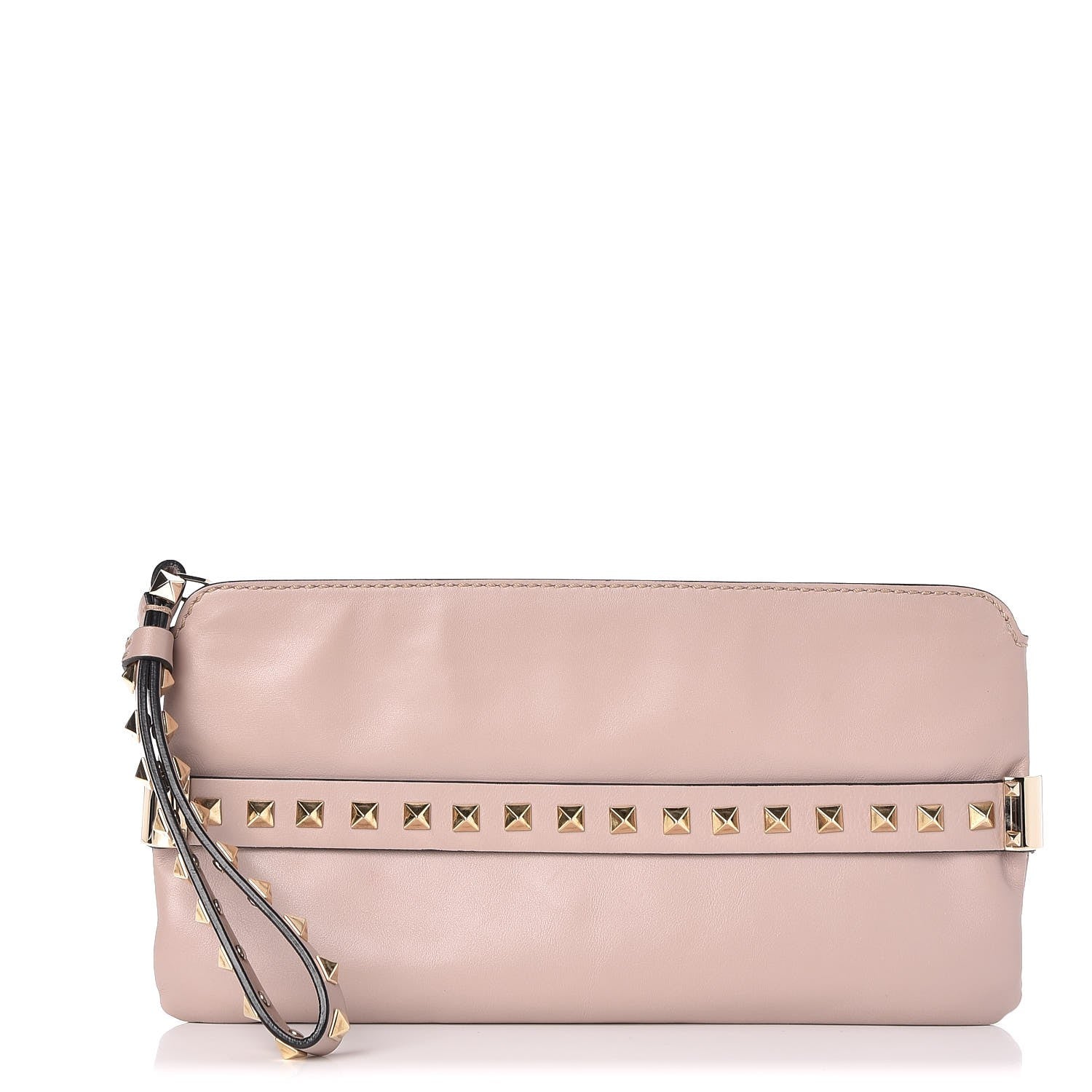 Valentino Garavani Nappa Rockstud Zip Wristlet Pouch Poudre 1 of 7