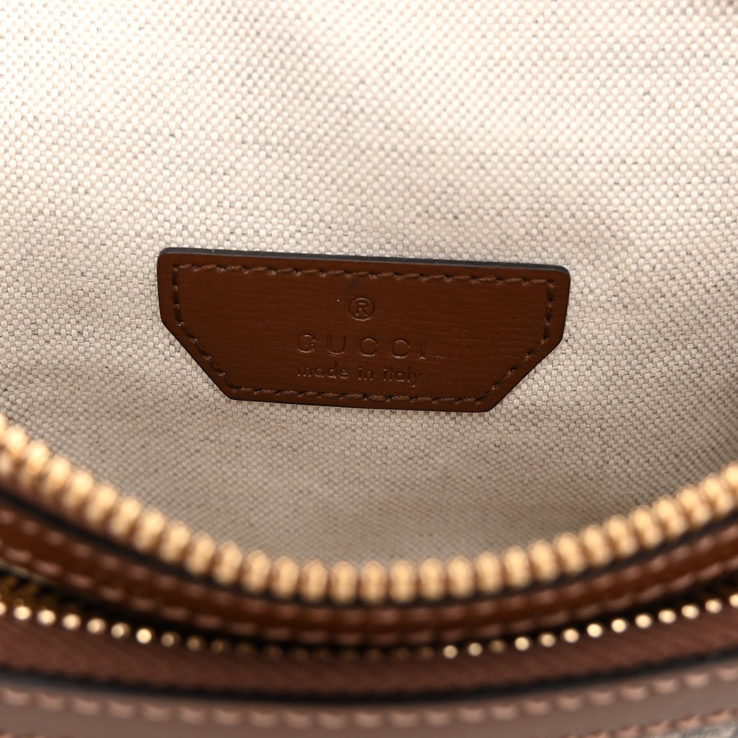 GG Supreme Monogram Textured Calfskin Retro Interlocking G Belt Bag Beige Ebony Brown Sugar
