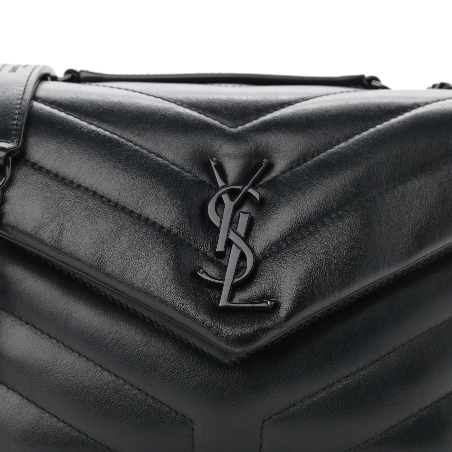 Calfskin Y Quilted Monogram Small Loulou Chain Satchel Black