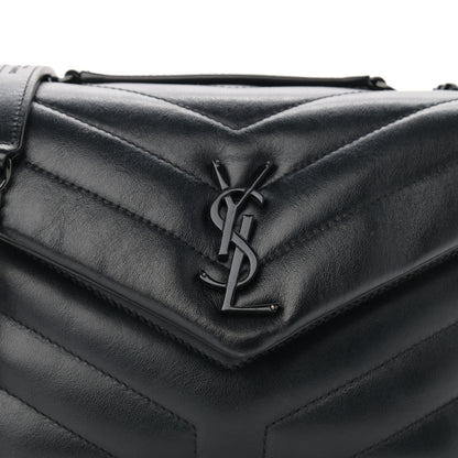 Saint Laurent Calfskin Y Quilted Monogram Small Loulou Chain Satchel Black 9 of 12