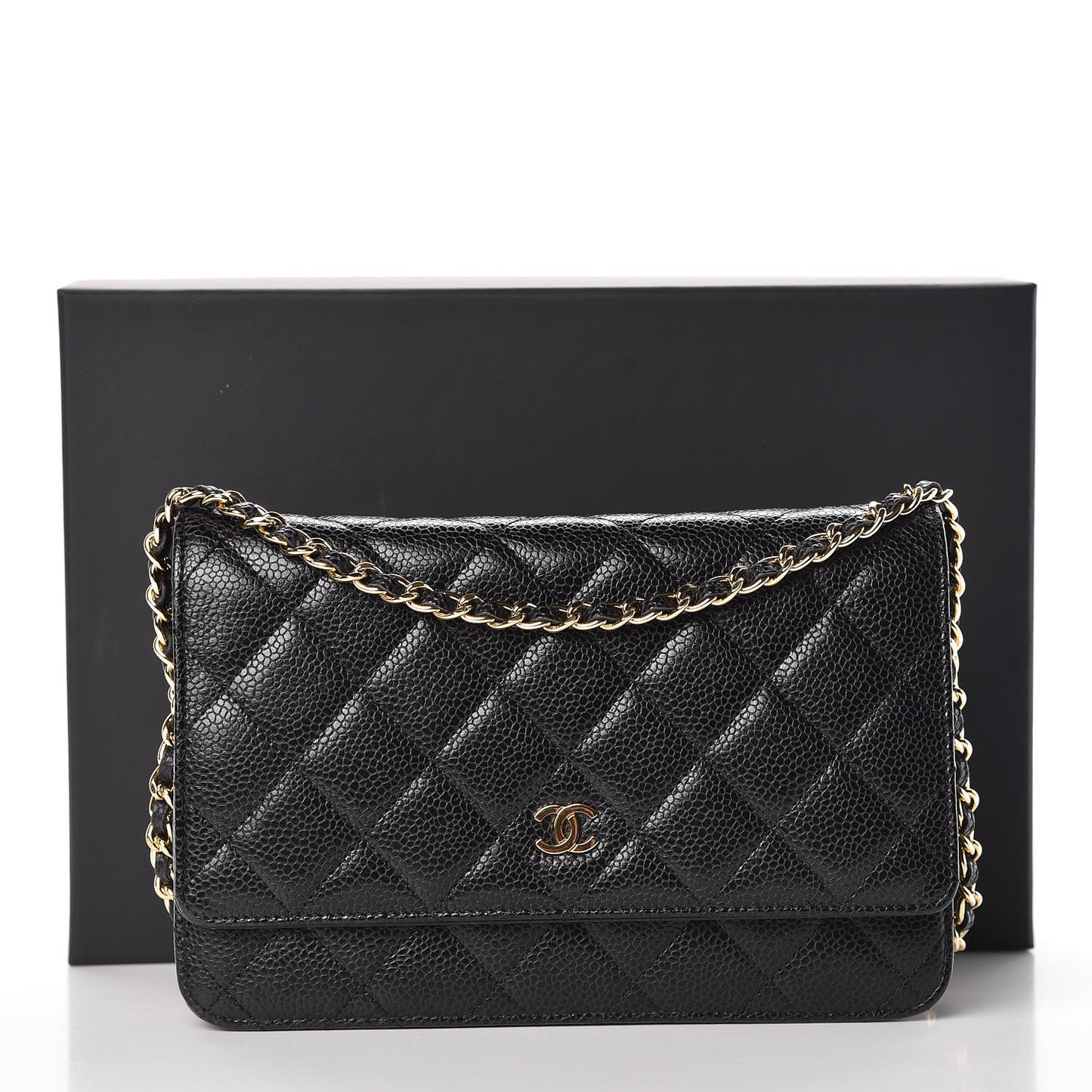 Caviar Quilted Wallet On Chain WOC Black