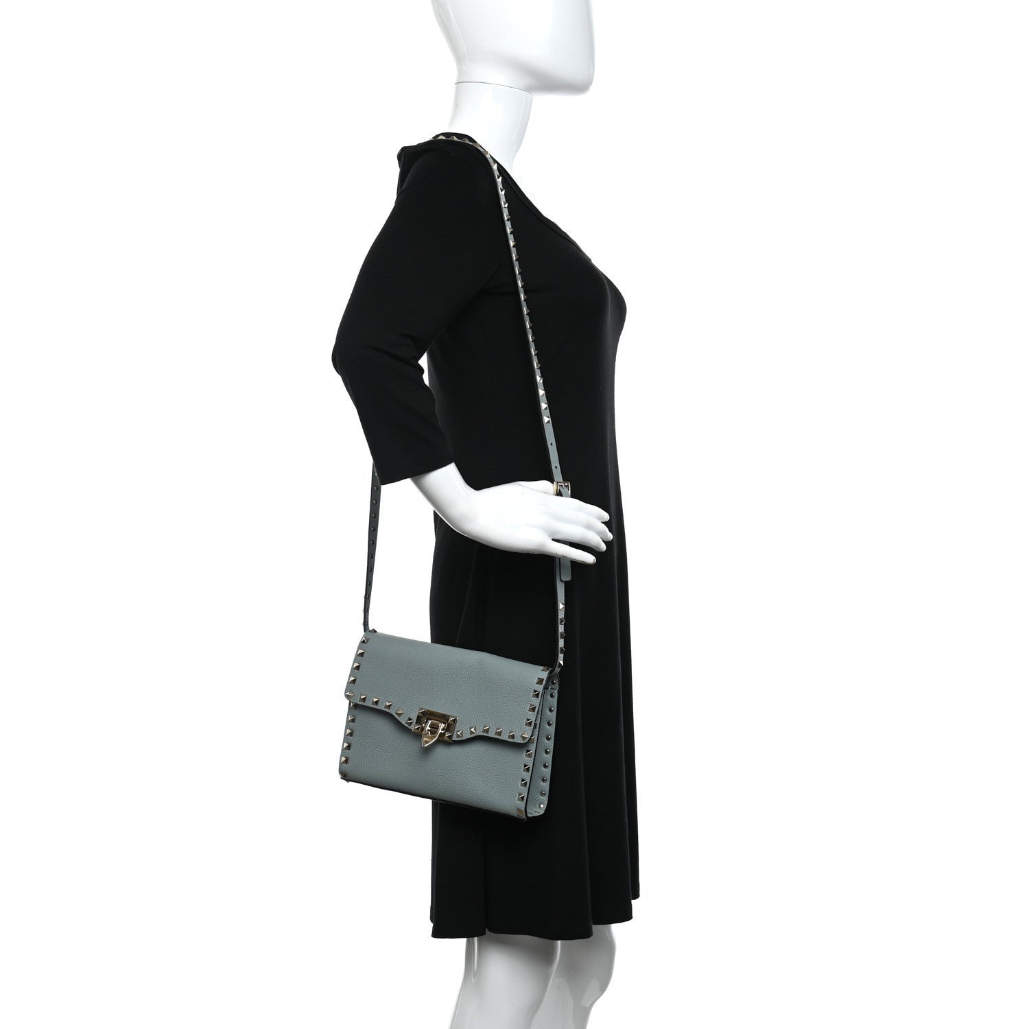 Valentino Garavani Pebbled Calfskin Medium Rockstud Flip Lock Crossbody Bag Nube 2 of 11