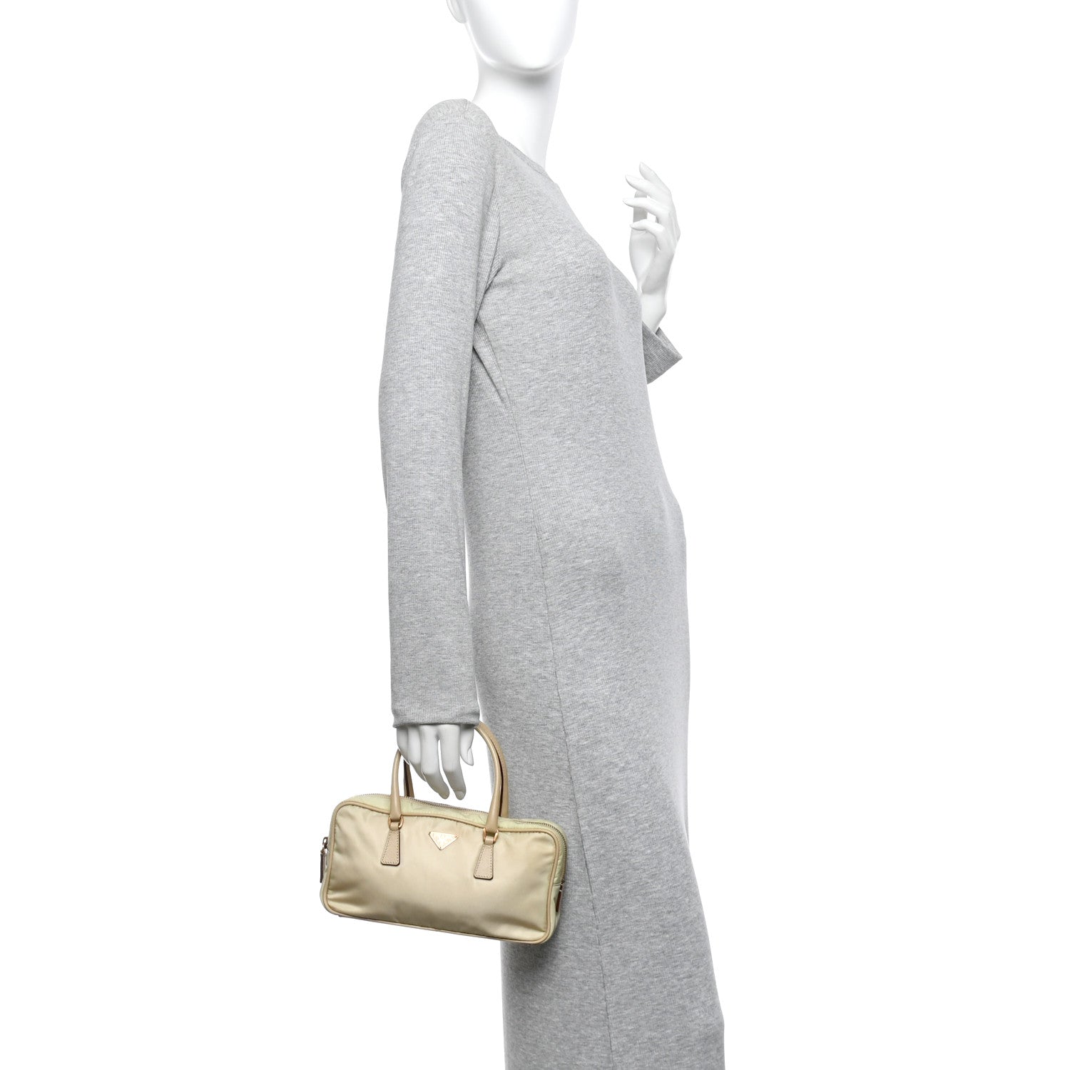 Prada Nylon Saffiano Top Handle Bag Lino 2 of 13
